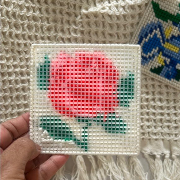 Handmade Floral Needlepoint Coasters-Spring Vibrant Colors - Picture 16 of 16